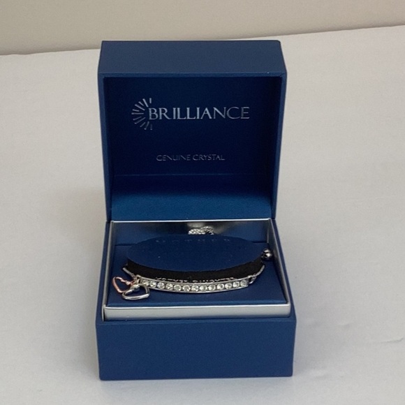 BRILLIANCE NEW IN BOX SLIDER BRACELET MOTHER DAUGHTER TWO TONED GENUINE CRYSTAL - Picture 6 of 7